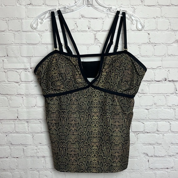 Nicole Miller Studio Snake Print Strappy Tankini Top - Picture 1 of 13